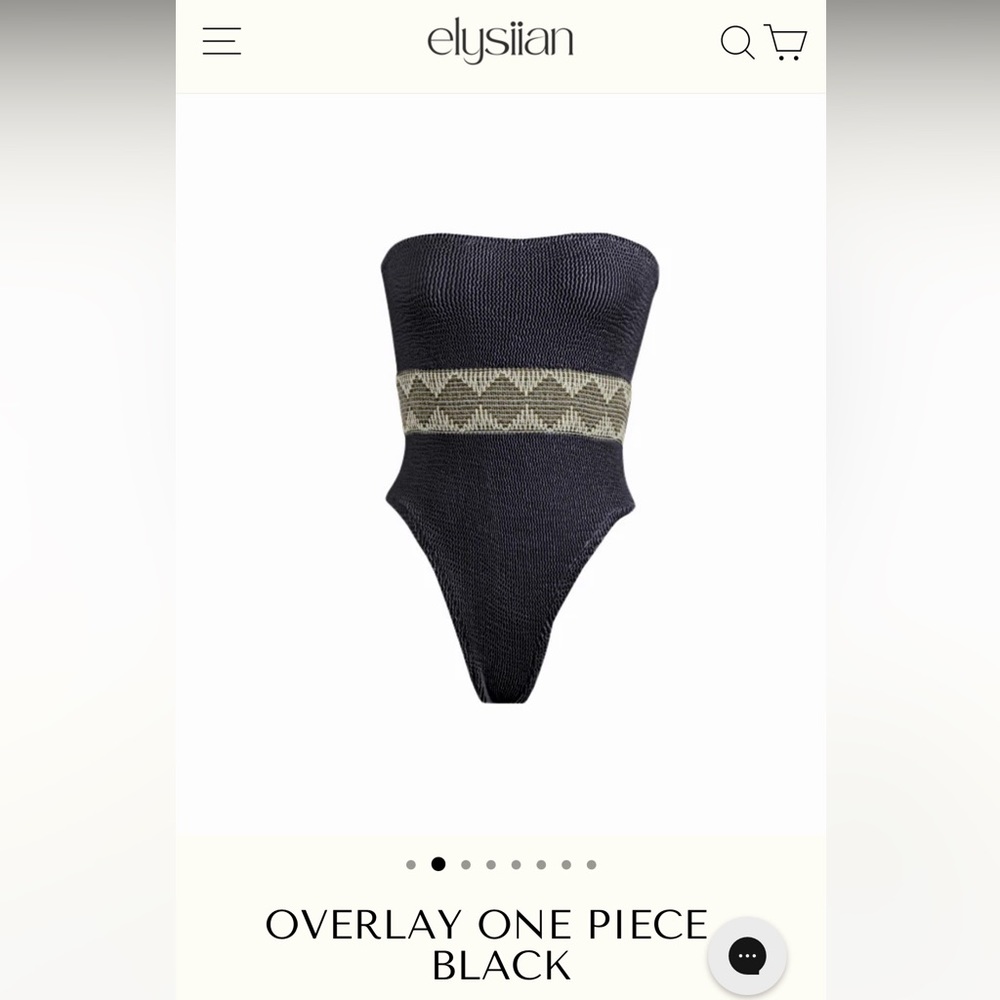 Elysiian swim black one piece bikini crinkle fabric